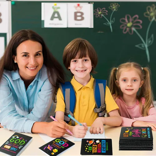 Vista 6 de Bloc de notas de versículo bíblico para niños, 20 cuadernos inspiradores a granel para fin de año, mini coloridos escrituras cristianas, blocs