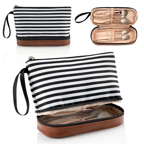 Vista 12 de Ethereal Bolsa de maquillaje de viaje, bolsa de cosméticos transparente, organizador de maquillaje, bolsa de aseo aprobada por la TSA, bolsa