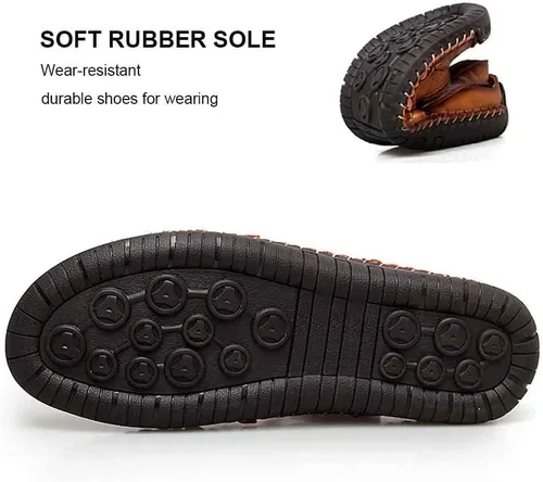 Vista 4 de Sandalias ajustables para hombre con correa de cuero para hombre, estilo casual, para la playa, para exteriores, zapatos de pescador