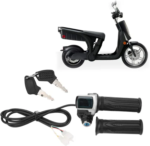 Vista 7 de KIMISS Acelerador eléctrico para bicicleta, agarre de acelerador eléctrico, 48 V, acelerador eléctrico de bicicleta con indicador LED, juego