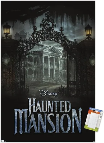 Vista 12 de Disney Haunted Mansion - Póster de pared de mansión, 22.4 pulgadas de largo x 14.7 pulgadas de ancho, versión enmarcada de madera de granero