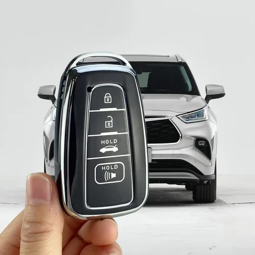 Vista 4 de Funda para Llavero Compatible con Toyota 2019-2023 Camry RAV4 Highlander Corolla 4Runner Avalon C-HR Prius (Negro)