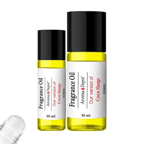 Vista 3 de 1 onza. Aceite de fragancia de perfume y cuerpo de coco y mango. Nuestra interpretación, puro sin cortar. Añade unas gotas a tu difusor