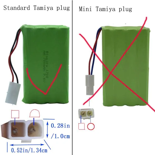 Vista 2 de Blomiky Paquete de 2 baterías AA recargables NiMH de 9.6 V 2000 mAh con conectores estándar Tamiya enchufe y cable USB para auto tanque RC