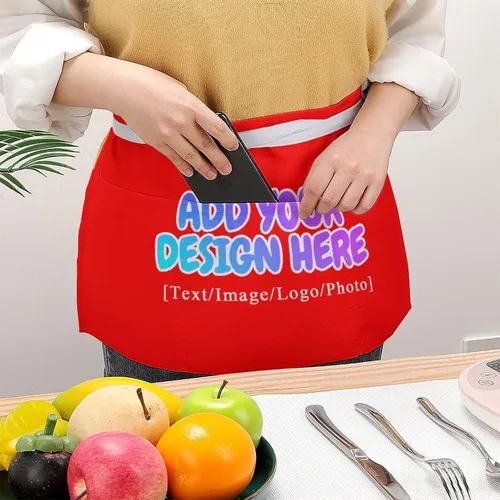 Vista 89 de AXKEUDO Delantal personalizado con bolsillos, delantales de cintura para camarera para cocinar en casa, restaurante, servir trabajo