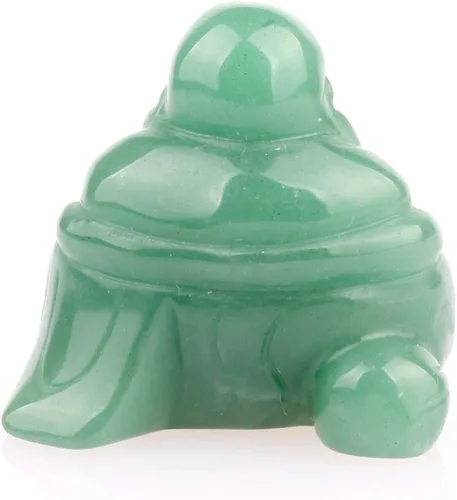 Vista 5 de Figuras de aventurina verde de 1.496 in de cristal curativo tallado riendo feliz Buda Feng Shui riqueza y buena suerte