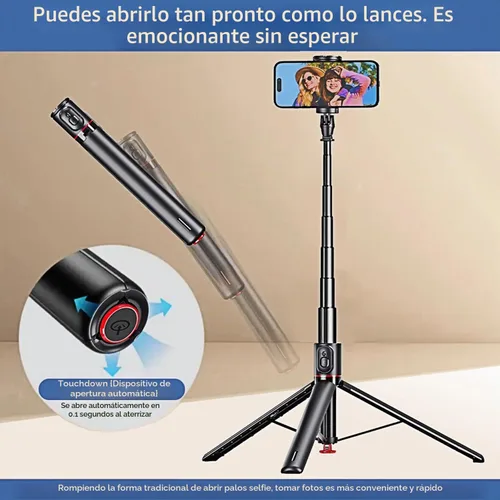 Vista 3 de Trípode automático de 70 pulgadas para selfie, todo en 1, de aluminio, Celly, para iPhone, Android, con control remoto, trípode de viaje, grabación