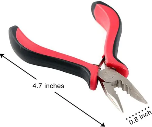 Vista 5 de Alicates para extensiones de cabello, 3 agujeros para extensiones de cabello con micro nanoanillo, abrey extracción, alicates de punta de aguja
