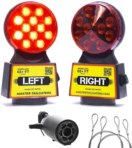 Vista 8 de Luces de remolque inalámbricas Master Tailgaters Luces de señal multifuncionales Montaje magnético resistente Alcance de 65 pies Conexión