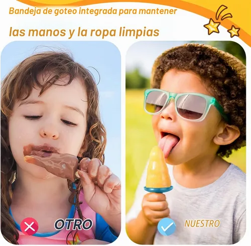 Vista 5 de Juego de 4 moldes para paletas caseras de silicona, moldes para helados, de fácil liberación, reutilizables, moldes para hacer bricolaje