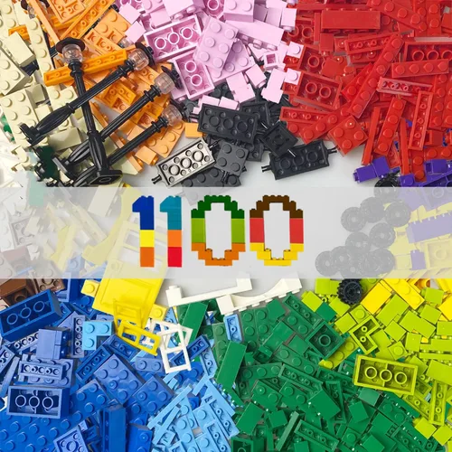 Vista 10 de HUIZDQ 1000 bloques de construcción, placas base apilables clásicas, 3 placas base azules, grises y verdes de 6.3 x 6.3 pulgadas, compatibles