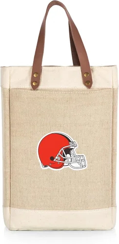 Vista 31 de PICNIC TIME NFL Pinot - Jute 2 Bottle Insulated Wine Bag - Wine Tote Bag - Wine Gift Bag, (Beige)