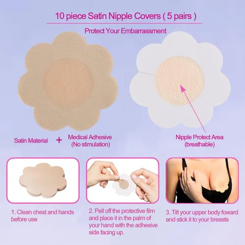 Vista 5 de KuXiYu Boobytape for Breast Lift tape Bob Tape for Large Breasts Boob Tape Satin Nipple Cover Invisible Adhesive Bra Tape
