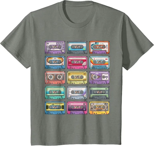 Vista 15 de Vintage Cassette Tapes Collection 80's 90's Music Mixtape T-Shirt Asphalt Grey