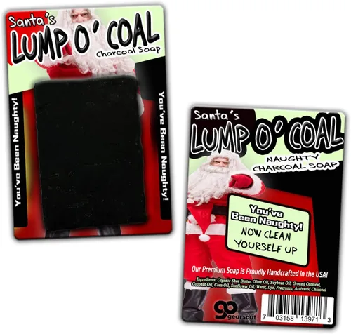 Vista 3 de Santa's Lump O' Coal - Jabón de carbón travieso para Navidad, novedoso jabón navideño para niños, divertidos rellenos de calcetines, bromas