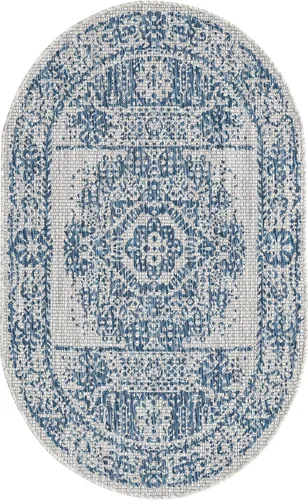 Vista 17 de Unique Loom Alfombra de la colección tradicional para exteriores, desgastada durante el tiempo (octágono de 5 pies y 3 pulgadas, azul/gris)