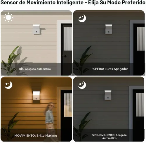 Vista 7 de Accesorios de luz al aire libre con sensor de movimiento, montaje en pared, aplique de pared exterior, luz de porche, luces de garaje, luces