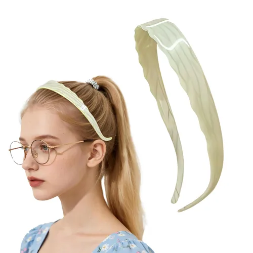 Vista 15 de Diademas de acetato para mujer - Diademas delgadas antideslizantes con dientes, diseño amigable con gafas, accesorios para el cabello estilo 90s