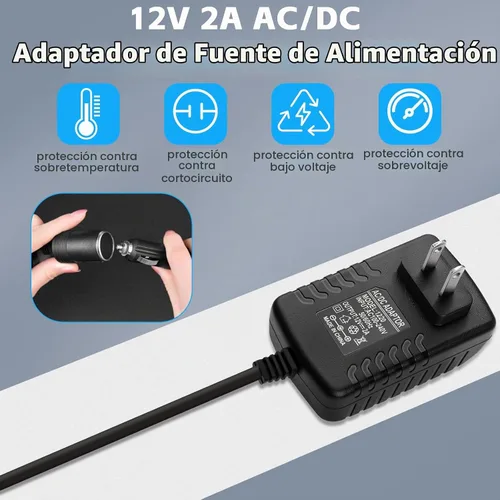 Vista 3 de Convertidor de CA a CC de 12 V 2 A, 24 W Max Cable adaptador de corriente para encendedor de cigarrillos de automóvil, transformador de 110-240 V a