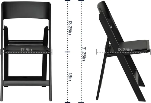 Vista 3 de Flash Furniture Hercules Tucker - Silla plegable de resina negra comercial, ligera, asiento extraíble acolchado de vinilo, para uso en interiores