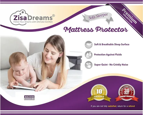 Vista 5 de Sleep Factory Protector de colchón y sofá cama, seguridad total contra derrames, hipoalergénico, impermeable, parte superior de 100% algodón