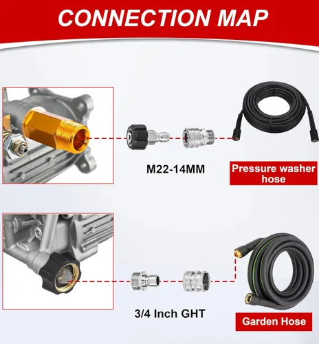 Vista 3 de M MINGLE Bomba de lavado a presión horizontal de eje de 3/4 pulgadas - Bomba de lavadora eléctrica de 3000 PSI - Compatible con Troybilt, Simpson