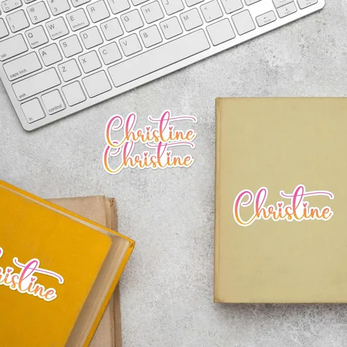 Vista 6 de Calcomanía de nombre personalizada, calcomanías de nombre de princesa rosa intenso, calcomanía de vinilo impermeable personalizada para botella