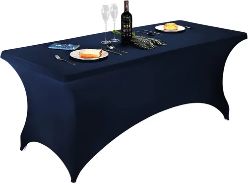 Vista 128 de FORLIFE - Funda de mesa de elastano, mantel ajustado de 4 pies para mesas rectangulares, funda elástica para patio, universal para bodas, banquetes