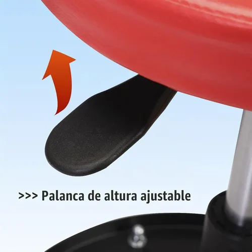 Vista 7 de BIG RED - Asiento de arrastre para garaje/taller: Taburete mecánico neumático ajustable y acolchado con bandeja de almacenamiento para herramientas