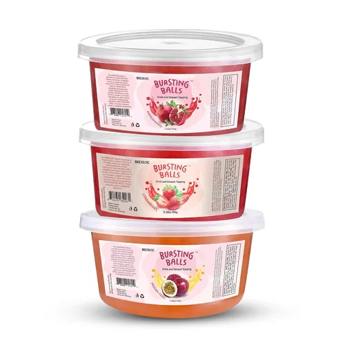 Vista 26 de Perlas Boba de fruta de la pasión, bolas de té explosivas, bebida y cobertura de postre, perlas de tapioca de burbujas de maracuyá para té