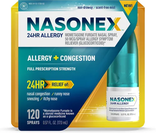 Vista 8 de Nasonex Niños 24HR Spray Nasal para Alergia, Sin Somnolencia, Sin Aroma, Síntomas de Alergia + Congestión Nasal, Fuerza de Receta Completa, 60