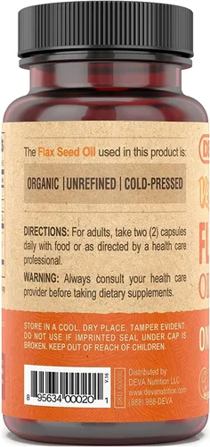 Vista 3 de Deva Vitaminas Veganas Aceite de Semilla de Lino 500Mg Vegano 90 Vcap6