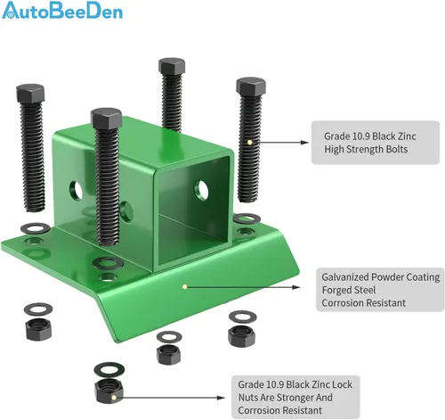 Vista 5 de Ganchos para cubo de tractor receptor de 2 pulgadas, montaje con placa de respaldo, pernos de acero forjado de grado 70, receptor de 2 pulgadas