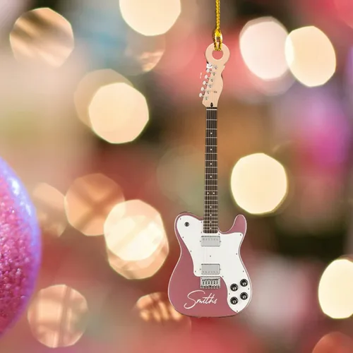 Vista 6 de MoonArt Adorno personalizado de guitarra de piano, nota musical de piano, adorno con forma de madera acrílica, regalo para amantes de la guitarra