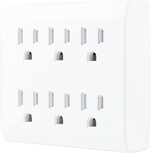 Vista 2 de GE 37155 Protector de sobretensiones extensor de 6 tomas, enchufes de seguridad resistentes a manipulaciones, tecnología de apagado automático, 440