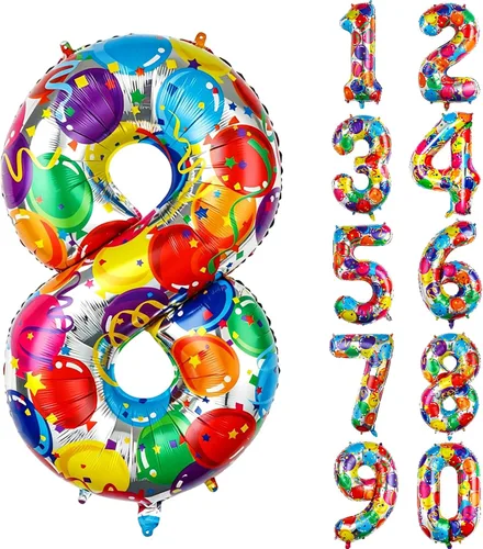 Vista 77 de Globos gigantes de helio de aluminio de 40 pulgadas, color negro, globos digitales grandes del número 0 para decoración de fiesta de cumpleaños