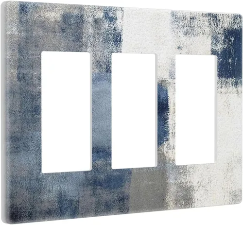 Vista 116 de Placa de Interruptor de Luz de Palanca Única Abstracta en Negro, Blanco y Gris, Cubierta de Tomacorriente, Placa de Pared Decorativa de Un