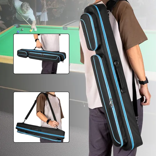 Vista 5 de Estuche para Taco de Billar, Estuche para Taco de Billar 2 x 2 con Ranuras para 2 Ejes y 2 Culatas, Funda de Transporte de Taco de Billar Resistente