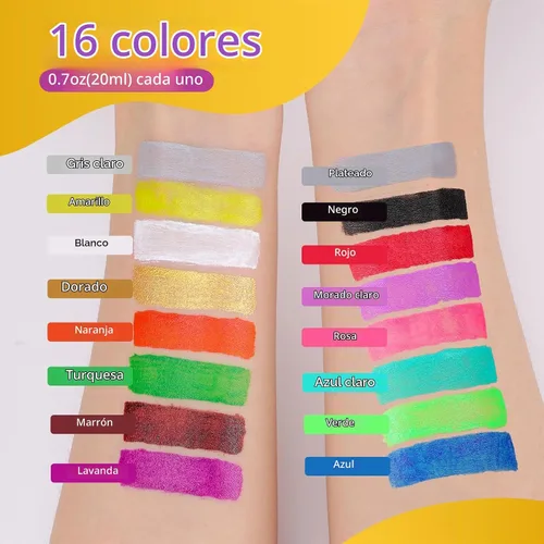 Vista 3 de Pintura del cuerpo de la cara de 16 colores, sistema a base de agua