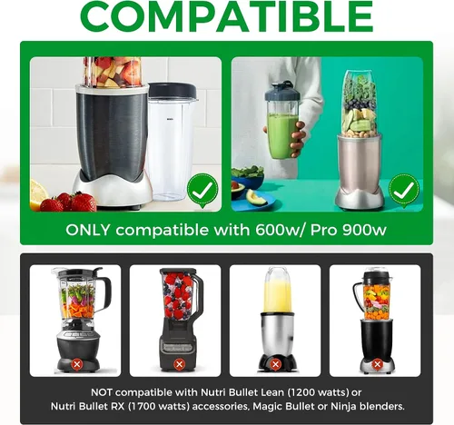 Vista 25 de Vasos de licuadora de repuesto para licuadora Nutribullet de 18 onzas con tapa, compatible con Nutribullet 600 W 900 W licuadora exprimidor