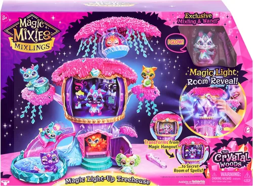 Vista 2 de Magic Mixies Mixlings Magic Light-Up Treehouse con revelación de habitación mágica y exclusiva mezcla de magia brillante y varita Exclusivo