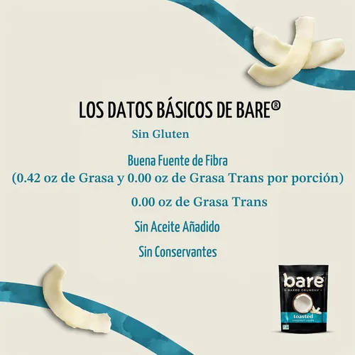 Vista 5 de Bare Chips de coco crujientes al horno desnudo, tostadas, 3 veces bolsas compartidas (6 pack)