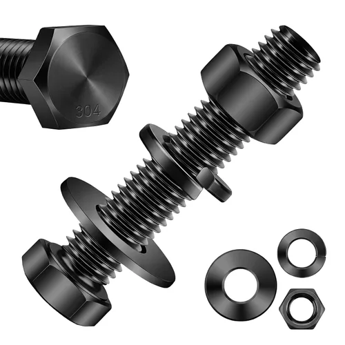 Vista 10 de Mellewell Pernos de cabeza hexagonal de 1/2-13 x 1-1/2 pulgadas con tuercas hexagonales y arandelas planas gruesas y de seguridad, totalmente