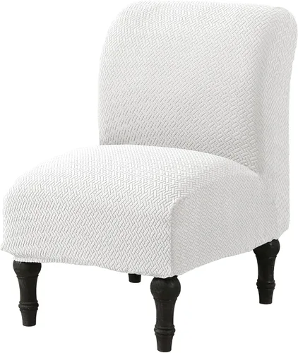 Vista 19 de MIFXIN - Funda elástica para silla sin brazos, funda protectora extraíble y lavable, para sala de estar, hogar, hotel (jacquard beige)