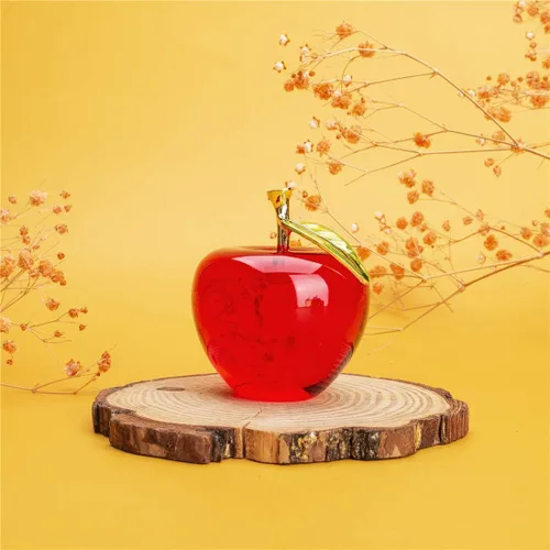 Vista 6 de H&D HYALINE & DORA Regalo del día de Navidad, colección de figuras de manzana de cristal rojo pisapapeles