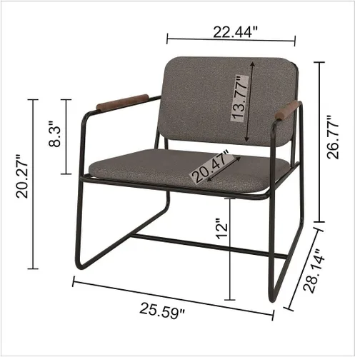 Vista 3 de Manhattan Comfort Whythe - Silla de piel sintética 2.0 con diseño de brazo de madera maciza, color negro