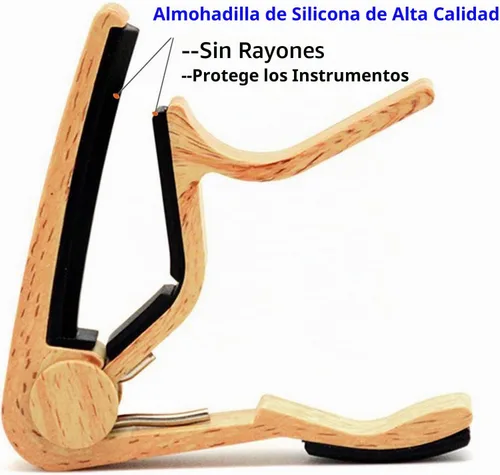 Vista 2 de WINGO Cejilla de guitarra para guitarra acústica y eléctrica con 5 púas, Burlywood Liberación rápida, sin zumbido, acero de 6 cuerdas