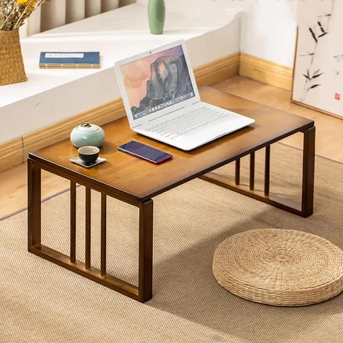 Vista 7 de HM&DX Mesa de centro plegable japonesa, mesa de té de granja, mesas bajas para sentarse en el suelo, mesas Kotatsu para comedor