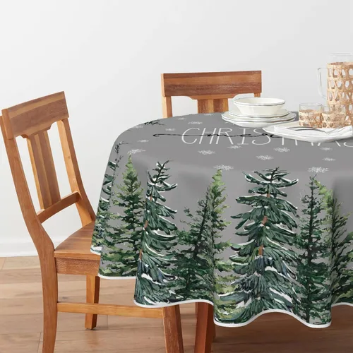 Vista 14 de Horaldaily Mantel de Navidad rectangular de 52 x 70 pulgadas con árboles de Beige
