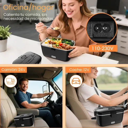 Vista 3 de COZYEXPERT Lonchera Eléctrica Portátil Calentadora de Alimentos 100W 1.8L Calentador de Alimentos Portátil para Adultos 12V/24V/110-230V para Negro